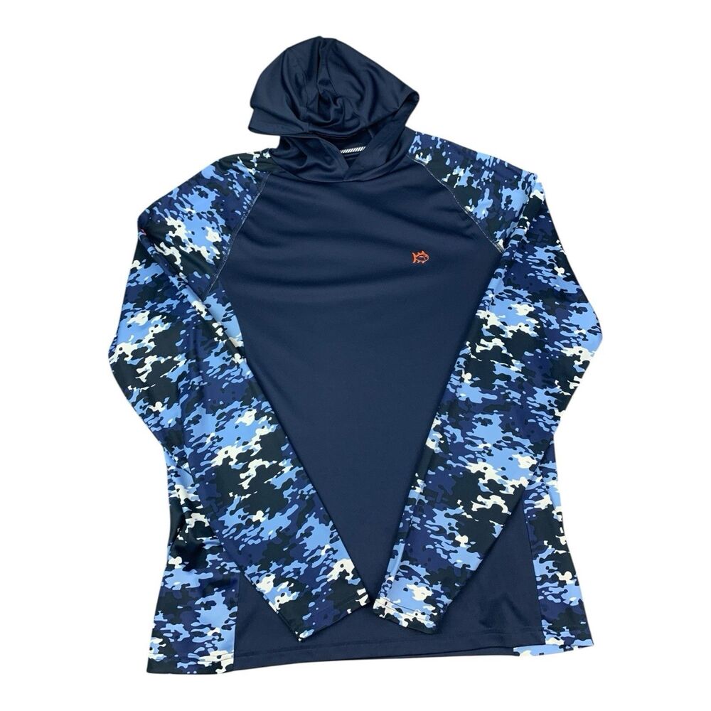 Southern Tide Men’s Hoodie Blue Camo Performance Golf Stretch Size Medium